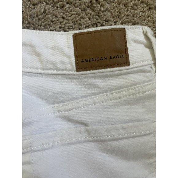 American Eagle Shorts Women Sz 0 White Denim High Waisted Distressed Raw Hem - Picture 3 of 9